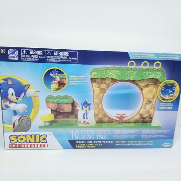 Sonic The Hedgehog 10 Piece Playset With Figure Green Hill Zone Go SEGA 60th New - Picture 1 of 6